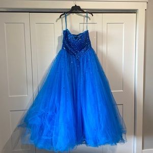Blue prom/homecoming dress size 6-8 with corset back and strapless top
